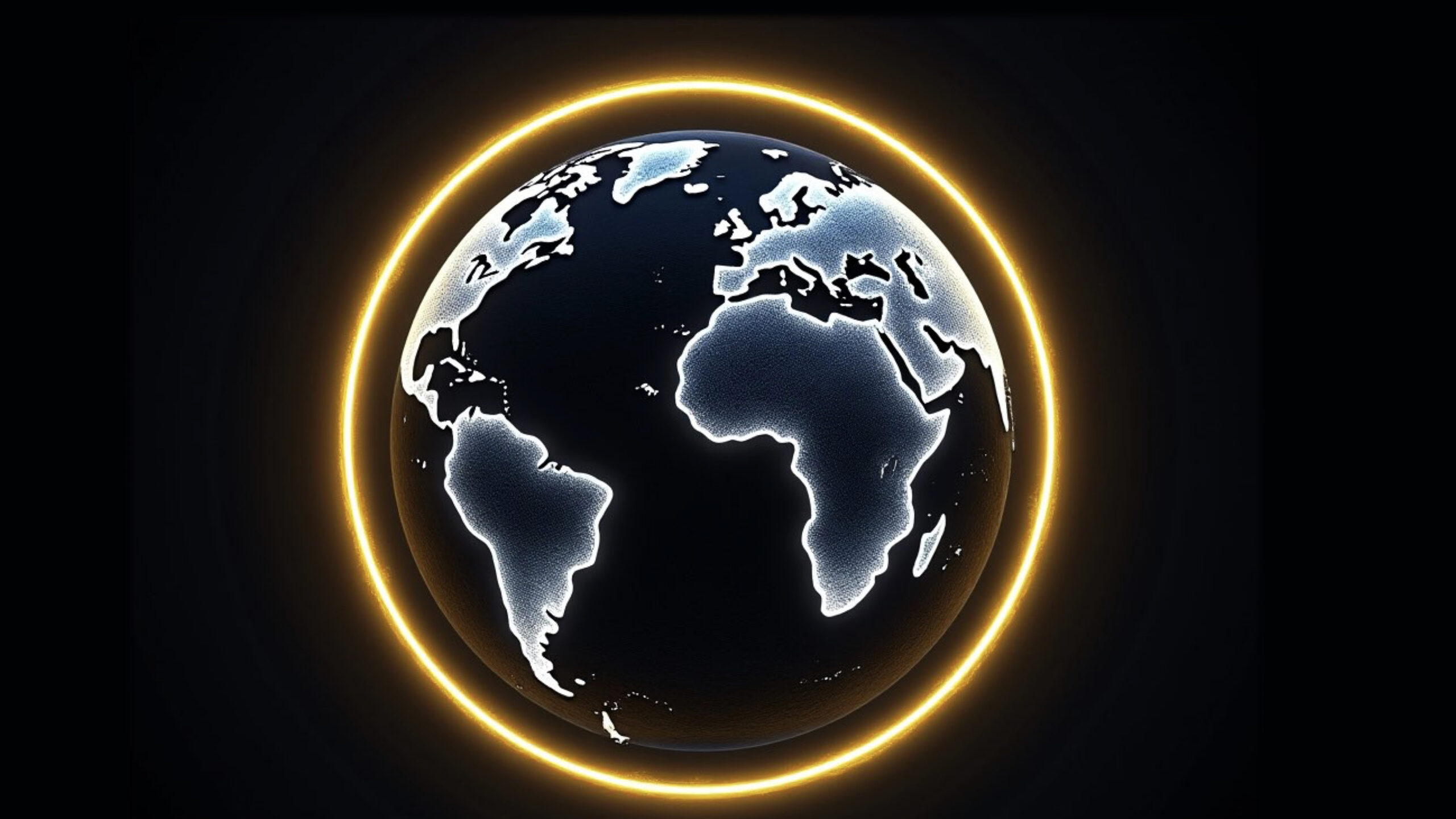 Earth encircled by a luminous gold ring